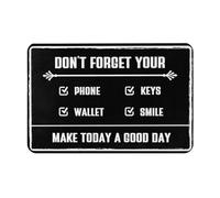 Alfombra Entrada Lista De Verificación De Recordatorio No Olvide Su Teléfono Llaves Billetera Sonrisa Bienvenido Alfombra De Baño Moderno Alfombrilla Antideslizante para 40X60CM