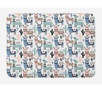 Alfombra Entrada Llama Cartoon Style Hand Drawn South American Animals Alpacas and Llamas Design Alfombra De Baño Absorbente Alfombrilla Antideslizante Lavable para 40X60CM
