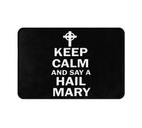 Alfombra Entrada Mantén La Calma Y Reza Un Ave María Religión Alfombrilla Antideslizante Moderno Alfombras Limpia Zapatos Divertidos Alfombra De Baño para Patio Cocina Trasera 40X60CM