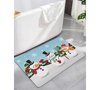 Alfombra Entrada Merry Christmas Cartoon Snowman Snowflake Winter Season Alfombra De Baño Lavable Alfombras Limpia Zapatos Absorbente Alfombrilla Antideslizante para Cocina Jardín 40X60CM
