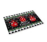 Alfombra Entrada Merry Christmas Red Ball Holly Berries Personalized Custom Alfombrilla Antideslizante Absorbente Alfombras Limpia Zapatos Lavable Alfombra De Baño para Patio Jardín 40X60CM