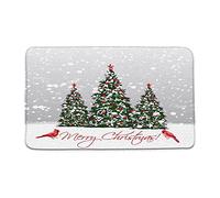 Alfombra Entrada Merry Christmas Xmas Tree Bird Snowflake Snowfield Wild Winter Alfombra De Baño Lavable Alfombrilla Antideslizante Absorbente Alfombras Limpia Zapatos para Patio Jardín 40X60CM