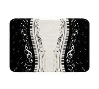Alfombra Entrada Music Notes Fashion Piano Key Black and White Musical Notes Alfombrilla Antideslizante Absorbente Alfombra De Baño Moderno Alfombras Limpia Zapatos para Cocina Jardín 40X60CM