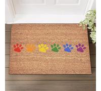 Alfombra Entrada Patas De Perro Arcoíris Orgullo LGBT Orgullo Gay Lesbianas Alfombras Limpia Zapatos Lavable Alfombra De Baño Divertidos Alfombrilla Antideslizante para Cocina Pasillo 40X60CM