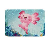 Alfombra Entrada Pink Axolotl Kawaii Teal Underwater World Marine Life Cute Alfombras Limpia Zapatos Moderno Alfombra De Baño Antideslizante Alfombrilla Antideslizante para Jardín Cocina 40X60CM