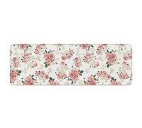 Alfombra Entrada Pink Flower Country Green Leaves,White Blooming Flower Rural Plant Antideslizante Alfombrade Baño Lavable AlfombraAntideslizante para Terraza Cocina 40x60cm