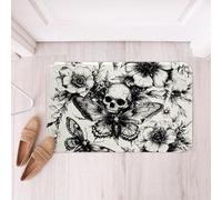Alfombra Entrada Polilla De La Muerte Blanca Y Negra, Calavera Gótica, Polilla Bohemia Alfombra De Baño Absorbente Alfombras Limpia Zapatos Moderno Alfombrilla Antideslizante para 40X60CM