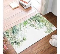 Alfombra Entrada Primavera Verano Bienvenidas Hojas Verdes De Eucalipto Alfombras Limpia Zapatos Lavable Alfombra De Baño Absorbente Alfombrilla Antideslizante para Garaje Cocina 40X60CM