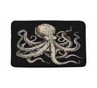 Alfombra Entrada Pulpos Animales Karken Tentáculos Mar Náutico Vida Marina Negro Beige Alfombras Limpia Zapatos Moderno Alfombra De Baño Absorbente Alfombrilla Antideslizante para 40X60CM