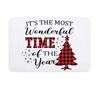 Alfombra Entrada Red Buffalo Plaid Christmas Tree The Most Wonderful Time of The Year Alfombras Limpia Zapatos Moderno Alfombra De Baño Antideslizante Alfombrilla Antideslizante para 40X60CM
