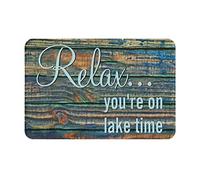 Alfombra Entrada Relájate Estás En Lake Time Bienvenido Alfombrilla Antideslizante Moderno Alfombras Limpia Zapatos Divertidos Alfombra De Baño para Garaje Pasillo Cocina 40X60CM