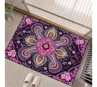 Alfombra Entrada Rosa Antideslizante Lavables en Lavadora Tapetes Habitacion BañO Cocina Exterior Tapete Costumbres étnicas Patrón de Cachemira Pelo Corto Carpete 50 x 80 cm