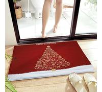 Alfombra Entrada Shiny Xmas Tree Snowflake Red and White Alfombrilla Antideslizante Absorbente Alfombra De Baño Lavable Alfombras Limpia Zapatos para Jardín Cocina Interior 40X60CM