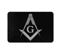 Alfombra Entrada Símbolo Masónico De Escuadra Y Compás Alfombrilla Antideslizante Lavable Alfombra De Baño Moderno Alfombras Limpia Zapatos para Pasillo Cocina Patio 40X60CM