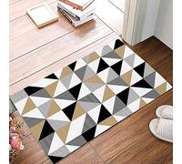 Alfombra Entrada Simple Black and White Gold Triangle Pattern Alfombrade Baño Antideslizante Alfombras Limpia Zapatos Lavable para Terraza Pasillo Interior 40x60cm