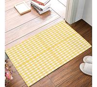 Alfombra Entrada Simple Yellow and White Lattice AlfombraAntideslizante Lavable Antideslizante Alfombras Limpia Zapatos para Cocina Interior Terraza 40x60cm