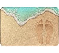 Alfombra Entrada Summer Beach Footprints On The Sand by The Sea 3D Print Alfombra De Baño Moderno Alfombrilla Antideslizante Absorbente Alfombras Limpia Zapatos para Patio Jardín 40X60CM