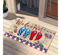 Alfombra Entrada Summer Flip Flops American Independence Day 4Th of July American Flag Patriotic Coconut Antideslizante Alfombrade Baño AlfombraAntideslizante para 40x60cm