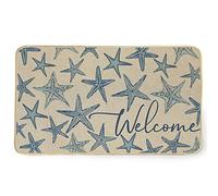 Alfombra Entrada Summer Starfish Welcome Farmhouse Alfombras Limpia Zapatos Lavable Alfombra De Baño Absorbente Alfombrilla Antideslizante para Cocina Patio Interior 40X60CM