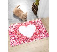 Alfombra Entrada Sweet Romantic Love Hearts Pink Red Alfombra Antideslizante Divertidos Alfombras Limpia Zapatos Absorbente Alfombra De Baño para Pasillo Cocina Interior 40X60CM