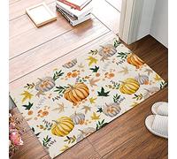 Alfombra Entrada Thanksgiving Colorful Pumpin Maple Leaves Fall Rustic Alfombrilla Antideslizante Antideslizante Alfombra De Baño Absorbente Alfombras Limpia Zapatos para Jardín Cocina 40X60CM