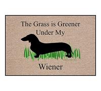 Alfombra Entrada The Grass Is Greener Under My Weiner Dachshund Alfombra Antideslizante Absorbente Alfombras Limpia Zapatos Lavable Alfombra De Baño para Pasillo Interior Cocina 40X60CM
