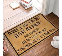 Alfombra Entrada Things To Ask Yourself Before You Knock Funny Alfombra De Baño Divertidos Alfombras Limpia Zapatos Absorbente Alfombra Antideslizante para Cocina Garaje Interior 40X60CM