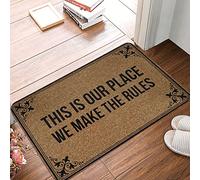 Alfombra Entrada This Is Our Place We Make The Rules Alfombra De Baño Divertidos Alfombrilla Antideslizante Moderno Alfombras Limpia Zapatos para Interior Cocina Garaje 40X60CM