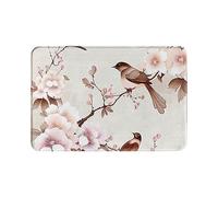 Alfombra Entrada Two Birds In The Pink Peach Flowers Alfombras Limpia Zapatos Absorbente Alfombrilla Antideslizante Lavable Alfombra Antideslizante para Garaje Cocina Interior 40X60CM
