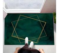 Alfombra Entrada Verde Esmeralda Rectángulo De Línea Alfombras Limpia Zapatos Ilustraciones Minimalistas Baño Alfombrilla Antideslizante Para Patio Cocina Trasera Interiores Y Exteriores,50X80Cm