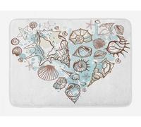 Alfombra Entrada Vieira Náutica Dibujada A Mano, Estrella De Mar, Buccino, Tema De Vida Submarina, Gris Topo, Verde Azulado Lavable Alfombra De Baño Moderno para 40X60CM