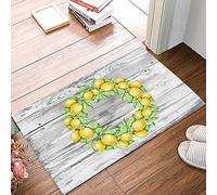 Alfombra Entrada Vintage Summer Lemons Farm Welcome Alfombra De Baño Antideslizante Alfombras Limpia Zapatos Lavable Alfombrilla Antideslizante para Cocina Jardín Patio 40X60CM