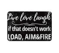 Alfombra Entrada Vive Ama Ríe Si Eso No Funciona Carga Apunta Y Dispara Alfombrilla Antideslizante Moderno Alfombra De Baño Divertidos Alfombras Limpia Zapatos para Pasillo Cocina 40X60CM