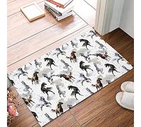 Alfombra Entrada Watercolor Running Horse Chinese Style Lavable Alfombras Limpia Zapatos Divertidos Alfombrade Baño para Pasillo Cocina Terraza 40x60cm