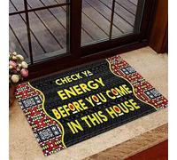Alfombra Entrada Welcome Check Ya Energy Before You Come In This House African American Alfombra De Baño Divertidos Alfombrilla Antideslizante Moderno Alfombras Limpia Zapatos para 40X60CM