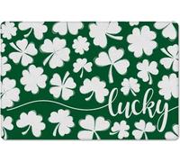 Alfombra Entrada Welcome Green and White Leaves St. Patrick's Day Alfombras Limpia Zapatos Absorbente Alfombrilla Antideslizante Divertidos Alfombra Antideslizante para Cocina Garaje 40X60CM
