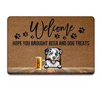 Alfombra Entrada Welcome Hope You Brought Beer and Dog Treats Personalized Alfombras Limpia Zapatos Divertidos Alfombrade Baño Absorbente para Terraza Cocina Interior 40x60cm