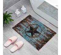 Alfombra Entrada Welcome Western Country Star Texas Vintage Blue Wood Board Rustic Wooden Grain Alfombras Limpia Zapatos Lavable Alfombra De Baño Moderno Alfombrilla Antideslizante para 40X60CM