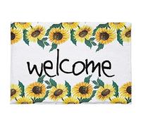Alfombra Entrada Welcome Word Watercolor Farm Summer Sunflower Print Alfombras Limpia Zapatos Antideslizante Alfombrilla Antideslizante Moderno Alfombra De Baño para Patio Jardín 40X60CM