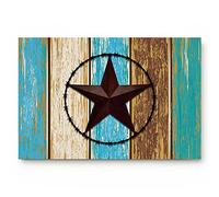 Alfombra Entrada Western Texas Star Rustic Blue Green Wooden Board Alfombrilla Antideslizante Antideslizante Alfombras Limpia Zapatos Absorbente Alfombra De Baño para Jardín Patio Cocina 40X60CM