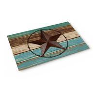 Alfombra Entrada Western Texas Star Wooden Board Retro Vintage Alfombra De Baño Moderno Alfombrilla Antideslizante Antideslizante Alfombras Limpia Zapatos para Patio Jardín Interior 40X60CM