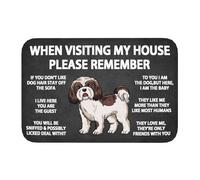 Alfombra Entrada When Visiting My House Please Remember Shih Tzu Welcome Alfombra Antideslizante Divertidos Alfombras Limpia Zapatos Lavable Alfombra De Baño para Garaje Interior Cocina 40X60CM