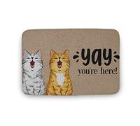 Alfombra Entrada Yay, Estás Aquí, Gato. Alfombrilla Antideslizante Absorbente Alfombras Limpia Zapatos Divertidos Alfombra De Baño para Pasillo Cocina Patio 40X60CM
