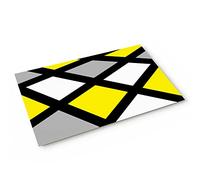 Alfombra Entrada Yellow Gray Square Geometric Black Lines Personalized Custom Alfombrilla Antideslizante Lavable Alfombra De Baño Absorbente Alfombras Limpia Zapatos para Patio Jardín 40X60CM