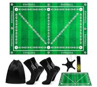 Alfombra Entrenamiento Futbol, 90x60cm Estera de Entrenamiento de Fútbol con 2 calcetines Bolsa de transporte Antideslizante Silenciosa Mejora el control velocidad agilidad Regalo para niños