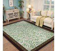 Alfombra Estilo Morris, follaje botánico y Verde Olivo, ramitas de Sauce, alfombras de Interior, moqueta Rectangular de Pelo bajo y Antideslizante para despacho en casa, Comedor. 100x200cm