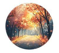 Alfombra Estilo nórdico con área Redonda Sendero Bosque otoñal alfombras Hoja caída Alfombra Suave y acogedora Pelo bajo para salón Dormitorio salón Sala té Entrada del vivero Lavable 160x160cm