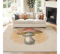 Alfombra Estilo Retro Seta Botánico Naturaleza Pelo Corto Antideslizante Alfombra Amarillo Beige Fácil de Limpiar Alfombras para Habitacion Comedor Dormitorio Cocina, 60 x 110 cm
