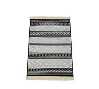 Alfombra étnica con flecos antideslizante 140x100 cm - Gris/Negro