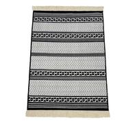 Alfombra étnica con flecos antideslizante 200x150 cm - Gris/Negro